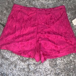 Pink lace shorts